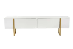 Porta TV bianco e oro 180x29x50h cm 2 ante - Lilith