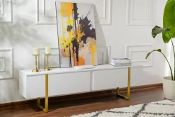 Porta TV bianco e oro 180x29x50h cm 2 ante - Lilith