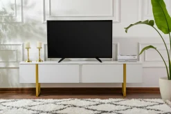 Porta TV bianco e oro 180x29x50h cm 2 ante - Lilith