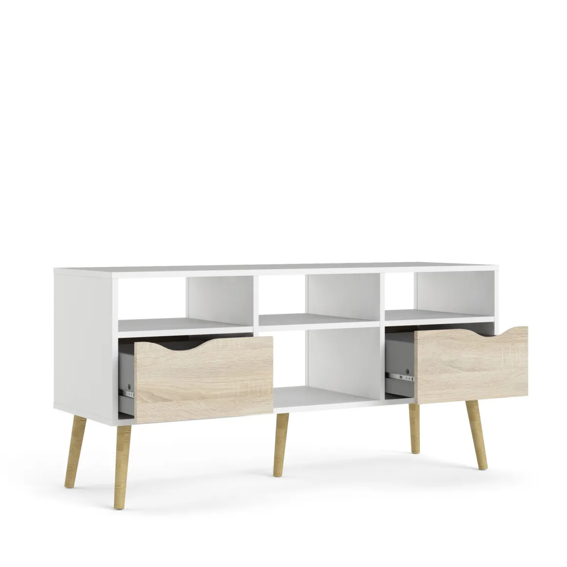 Porta TV bianco e quercia 117x39x57h cm in legno - Aliani