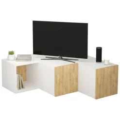 Porta TV bianco e quercia 90x92x32h cm 2 ante - Malachie