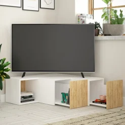 Porta TV bianco e quercia 90x92x32h cm 2 ante - Malachie