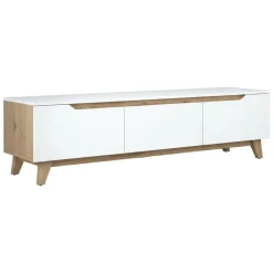 Mobili Porta Tv|Salotto > Dmora Porta TV bianco e rovere 180x35x48h cm 3 ante - Apatite Marrone, Bianco Rovere