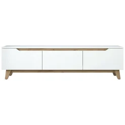 Mobili Porta Tv|Salotto > Dmora Porta TV bianco e rovere 180x35x48h cm 3 ante - Apatite Marrone, Bianco Rovere