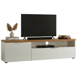 Porta TV bianco lucido e rovere 180x48x43h cm in legno - Manama