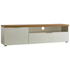 Porta TV bianco lucido e rovere 180x48x43h cm in legno - Manama