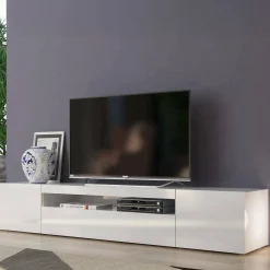 Porta TV bianco lucido 200x40x37h cm 3 ante - Amore