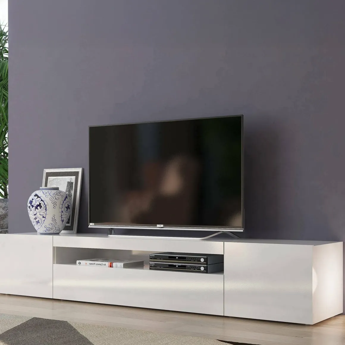 Porta TV bianco lucido 200x40x37h cm 3 ante - Amore