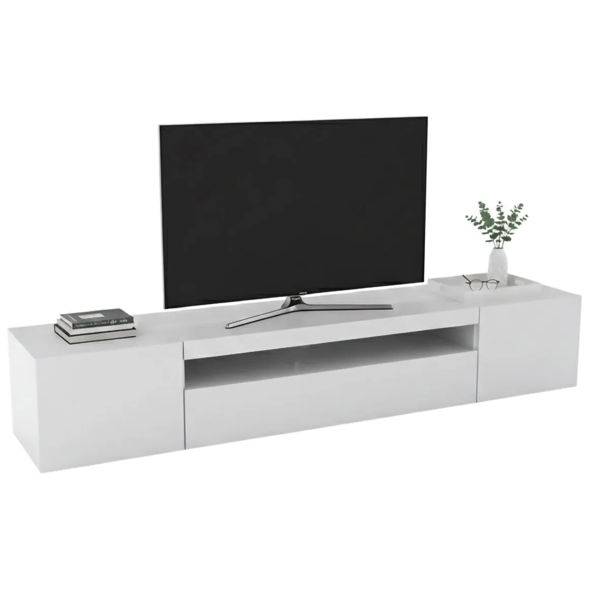 Porta TV bianco lucido 200x40x37h cm 3 ante - Amore