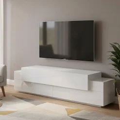 Porta TV bianco lucido 200x45x52h cm 3 ante - Arold