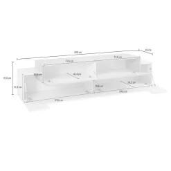 Salotto > Dmora Porta TV 220x40x51h cm 4 ante - Amato Bianco Lucido