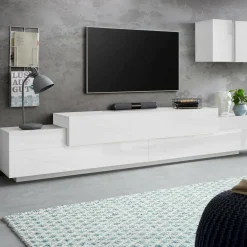 Porta TV bianco lucido 240x45x52h cm 3 ante - Tiche