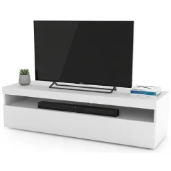 Mobili Porta Tv|Salotto > Dmora Porta TV 130x45x36h cm in legno - Adelicia Bianco Lucido