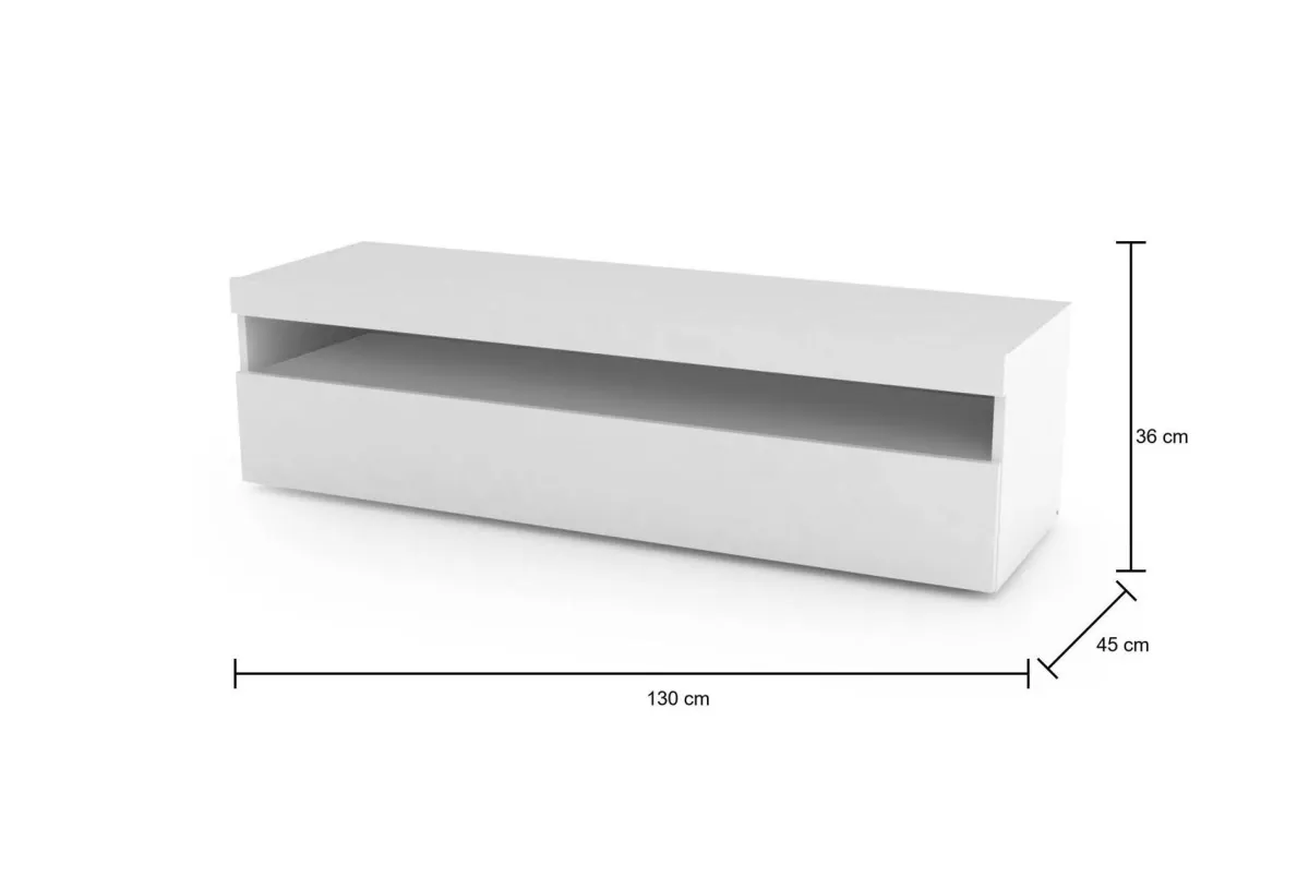 Mobili Porta Tv|Salotto > Dmora Porta TV 130x45x36h cm in legno - Adelicia Bianco Lucido