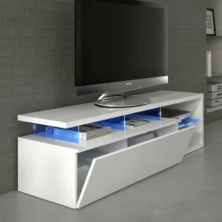 Mobili Porta Tv|Salotto > Dmora Porta TV 150x41x50h cm in legno - Amiuty Bianco Lucido