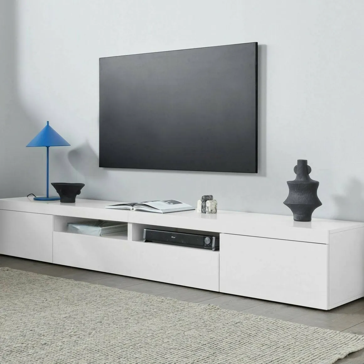 Porta TV bianco 240x40x35h cm 3 ante - Animali