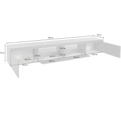 Porta TV bianco 240x40x35h cm 3 ante - Animali