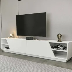 Mobili Porta Tv|Salotto > Dmora Porta TV 240x37x47h cm 2 ante - Apat Bianco
