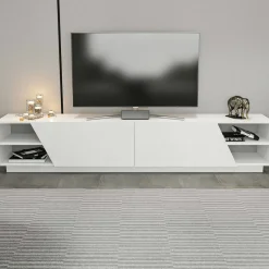Mobili Porta Tv|Salotto > Dmora Porta TV 240x37x47h cm 2 ante - Apat Bianco