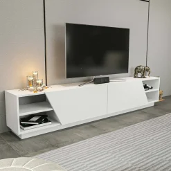 Mobili Porta Tv|Salotto > Dmora Porta TV 240x37x47h cm 2 ante - Apat Bianco