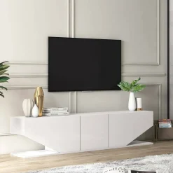 Porta TV bianco 180x30x40h cm 3 ante - Assorata