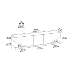 Porta TV bianco 180x30x40h cm 3 ante - Assorata
