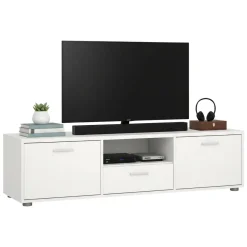 Porta TV bianco 147x39x38h cm 2 ante e 1 cassetto - Charo