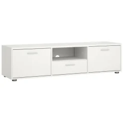 Porta TV bianco 147x39x38h cm 2 ante e 1 cassetto - Charo