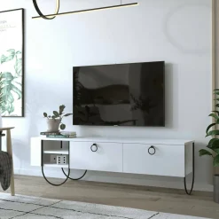 Porta TV bianco 150x36x44h cm 2 ante e 2 cassetti - Adige