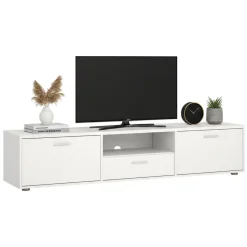Porta TV bianco 177x39x38h cm 2 ante e 1 cassetto - Giaele