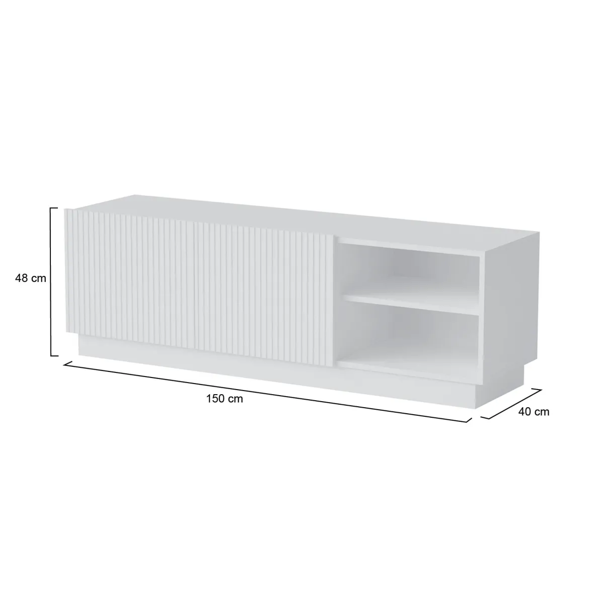 Mobili Porta Tv > Dmora Porta TV 150x40x48h cm 2 ante - Finita Bianco