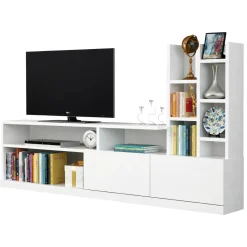 Mobili Porta Tv|Salotto > Dmora Porta TV 164x25x91h cm 2 ante - Kristal Bianco