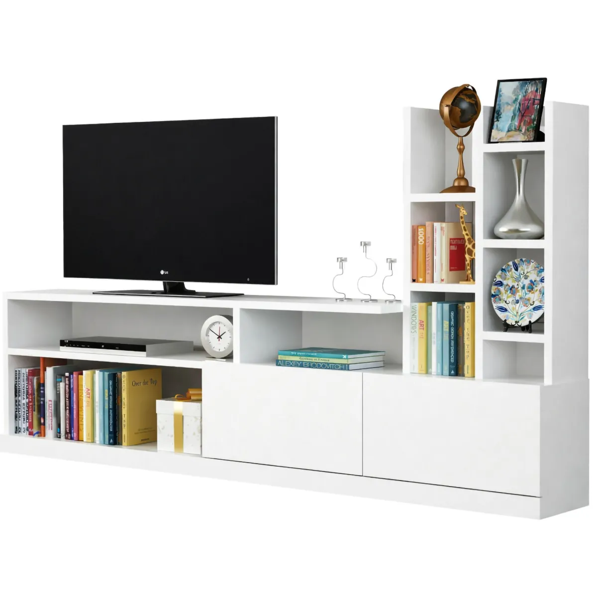 Mobili Porta Tv|Salotto > Dmora Porta TV 164x25x91h cm 2 ante - Kristal Bianco