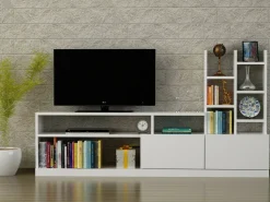Mobili Porta Tv|Salotto > Dmora Porta TV 164x25x91h cm 2 ante - Kristal Bianco