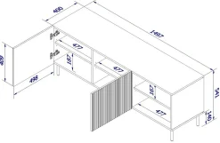 Porta TV bianco 150x42x52h cm 2 ante - Magnano