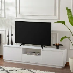 Mobili Porta Tv > Dmora Porta TV 160x29x42h cm 3 ante - Morrigan Bianco