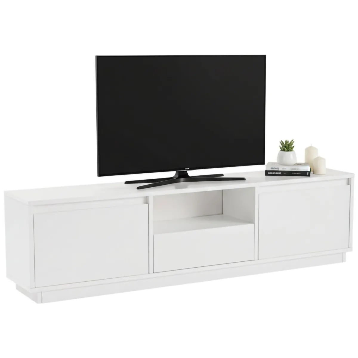 Mobili Porta Tv > Dmora Porta TV 160x29x42h cm 3 ante - Morrigan Bianco
