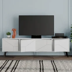 Mobili Porta Tv > Dmora Porta TV 180x29x50h cm 4 ante - OlgadiKiev Bianco