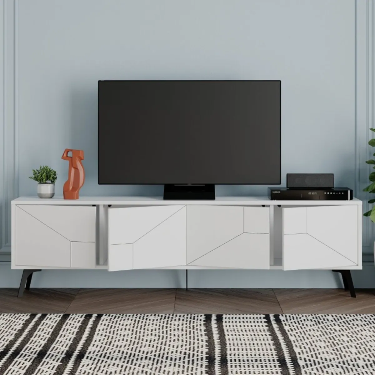 Mobili Porta Tv > Dmora Porta TV 180x29x50h cm 4 ante - OlgadiKiev Bianco