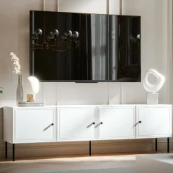 Porta TV bianco 201x40x60h cm 4 ante - Piode