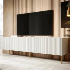 Mobili Porta Tv > Dmora Porta TV 200x42x52h cm 4 ante - Varenna Bianco