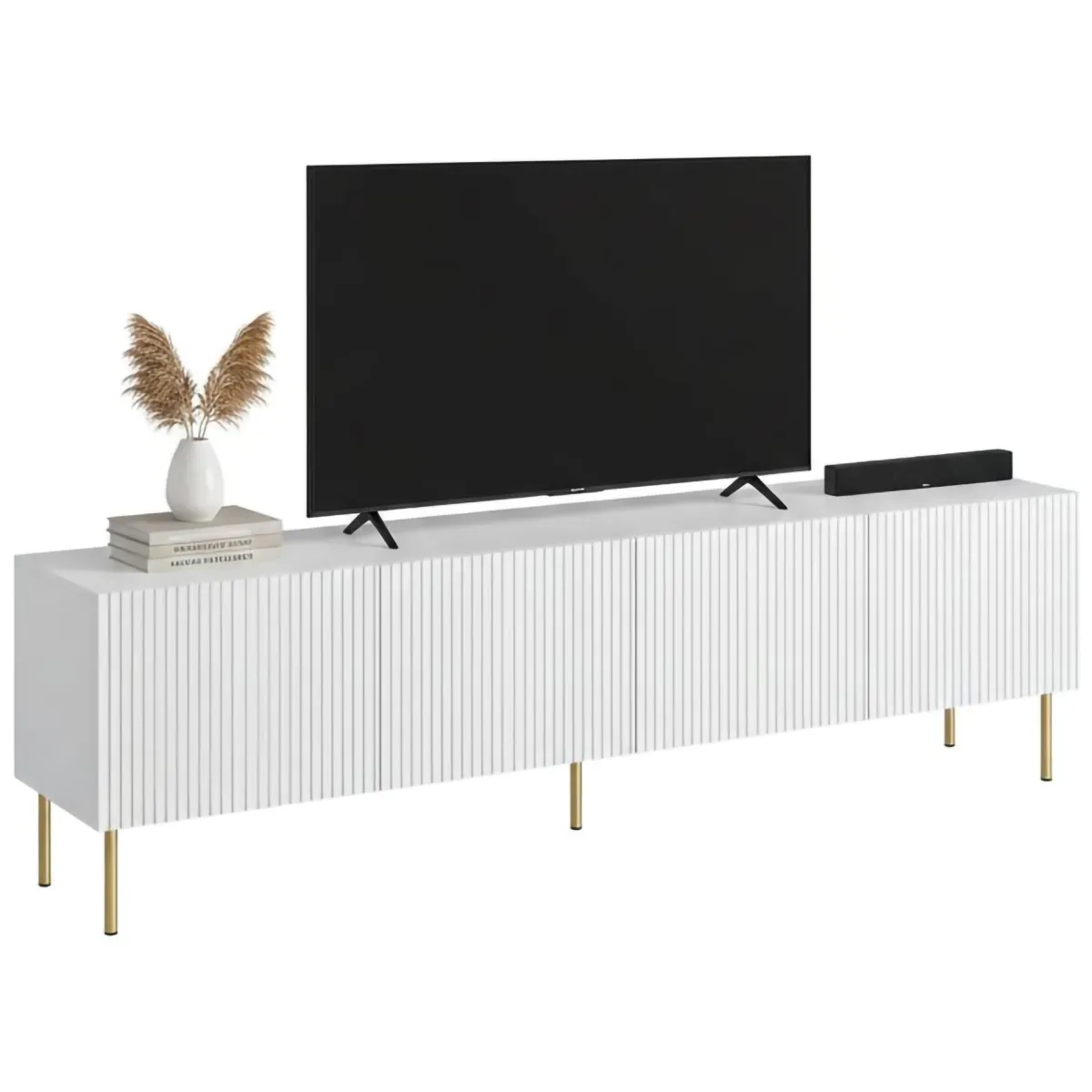 Mobili Porta Tv > Dmora Porta TV 200x42x52h cm 4 ante - Varenna Bianco