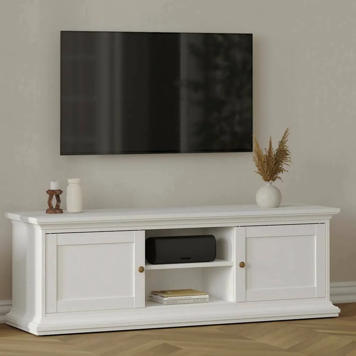 Mobili Porta Tv > Dmora Porta TV 149x41x50h cm 2 ante - Ziba Bianco