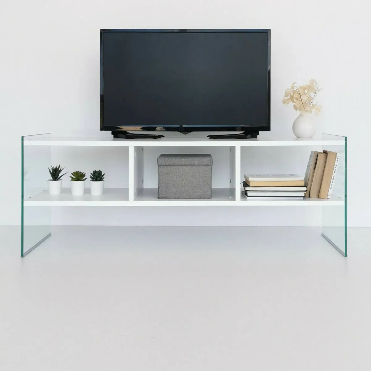 Mobili Porta Tv|Salotto > Dmora Porta TV 120x35x45h cm in legno - Winifred Bianco