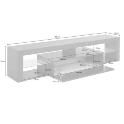 Porta TV bianco 160x40x35h cm in legno - Ivy