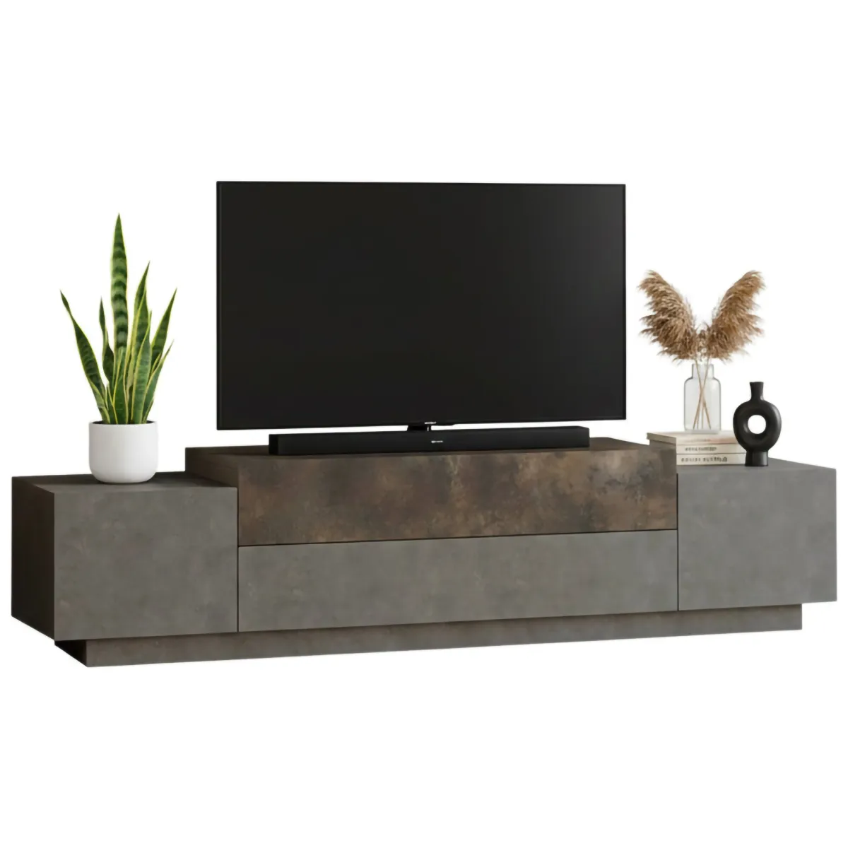 Mobili Porta Tv > Dmora Porta TV bronzo 160x37x38h cm 2 ante - Abriola Marrone Bronzo