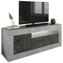 Porta TV cemento e ardesia 138x42x56h cm 3 ante - Iole