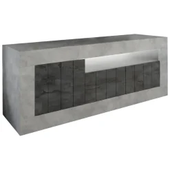 Porta TV cemento e ardesia 138x42x56h cm 3 ante - Iole