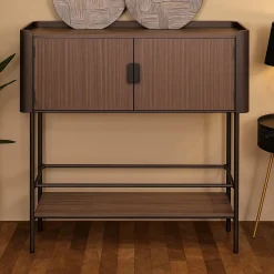 Mobili Porta Tv > Dmora Porta TV grigio e marrone 100x42x110h cm 2 ante - Quilt Marrone, Grigio
