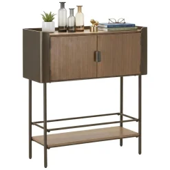 Mobili Porta Tv > Dmora Porta TV grigio e marrone 100x42x110h cm 2 ante - Quilt Marrone, Grigio